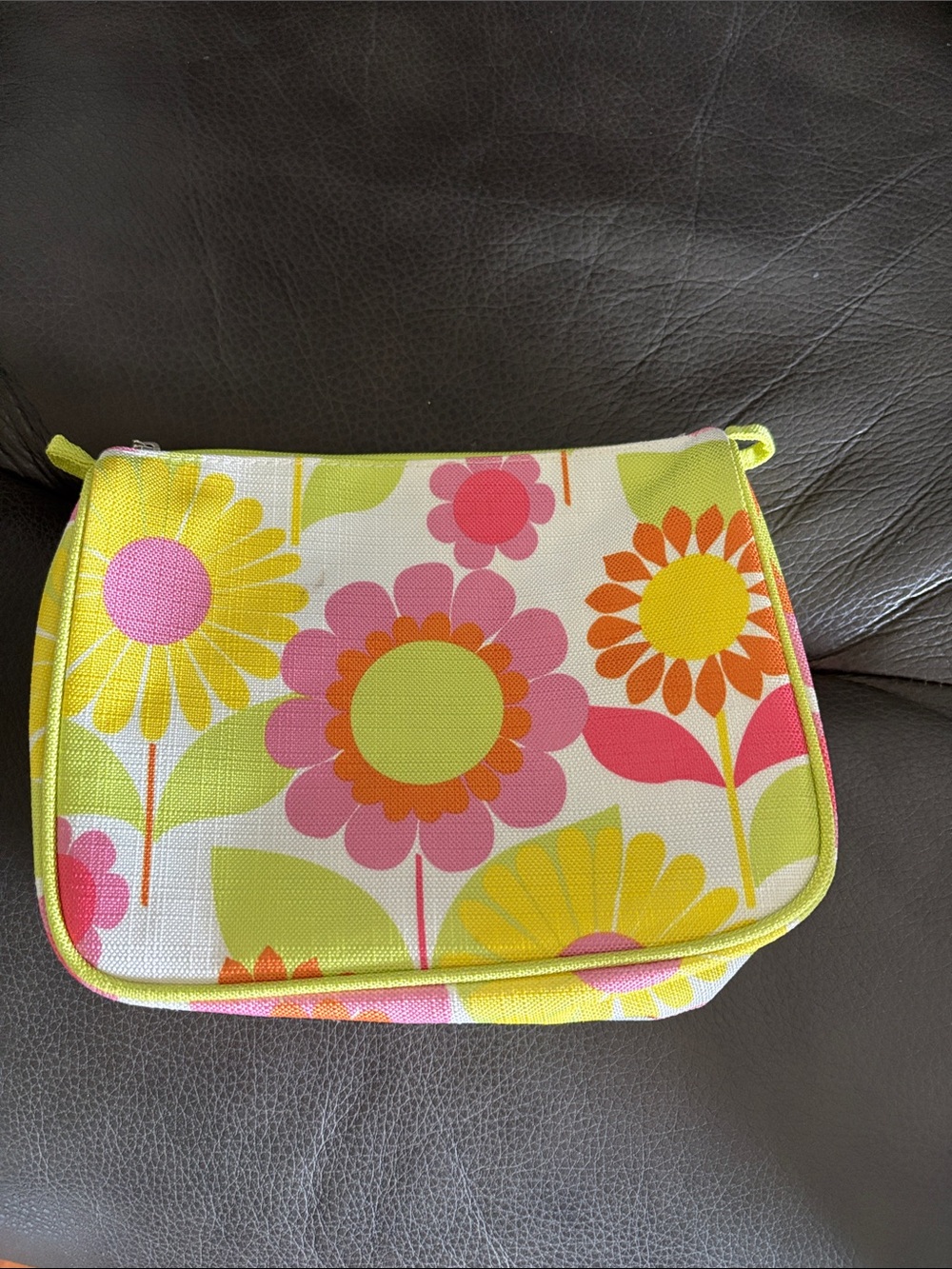 Clinique Floral Canvas Cosmetic Pouch in Yellow, Pink, Orange, Green